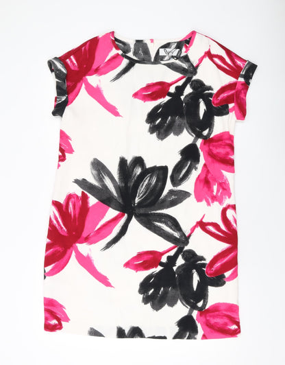 Next Womens Multicoloured Geometric Polyester Tank Dress Size 14 Round Neck Button