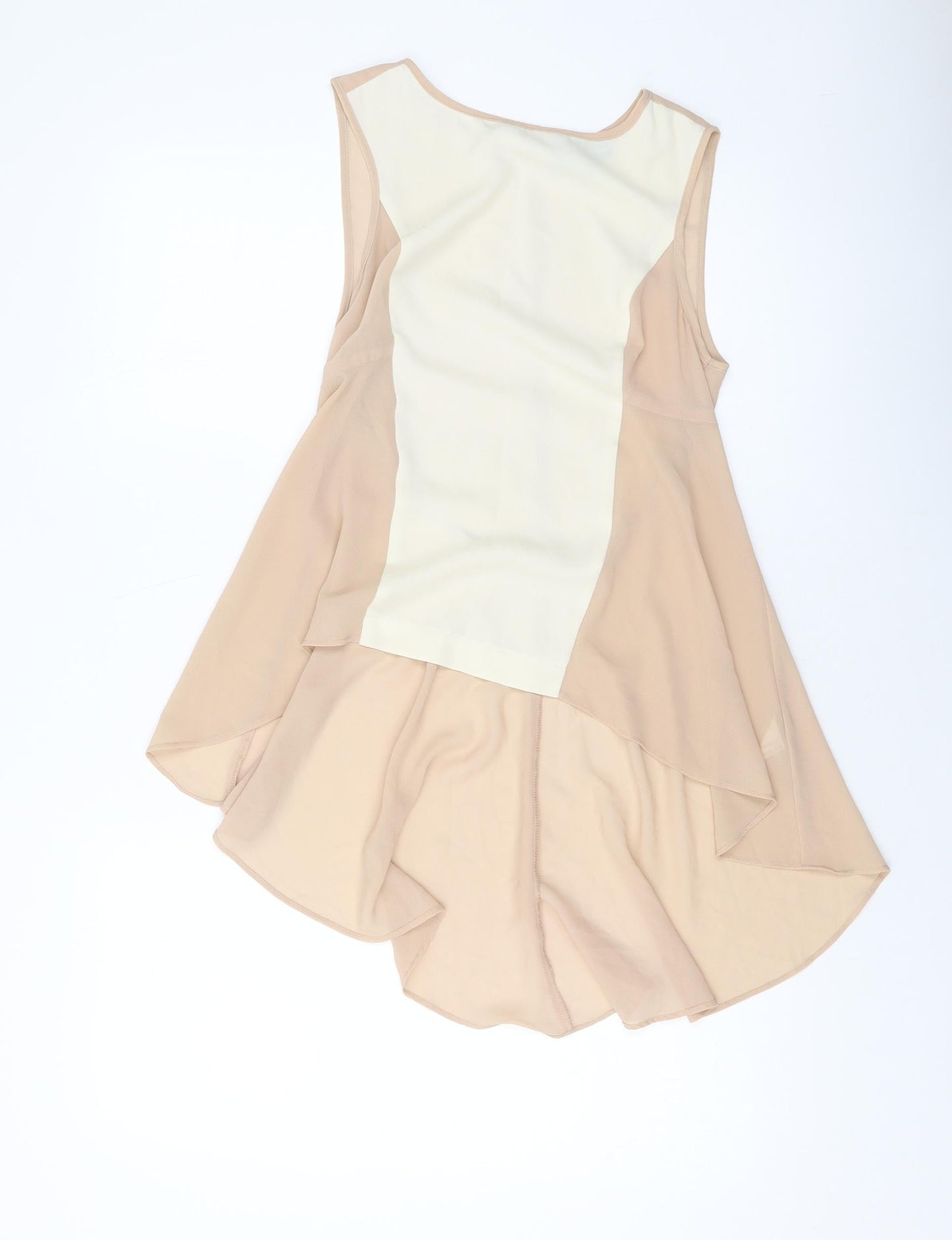 Warehouse Womens Beige Polyester Basic Tank Size 6 Round Neck