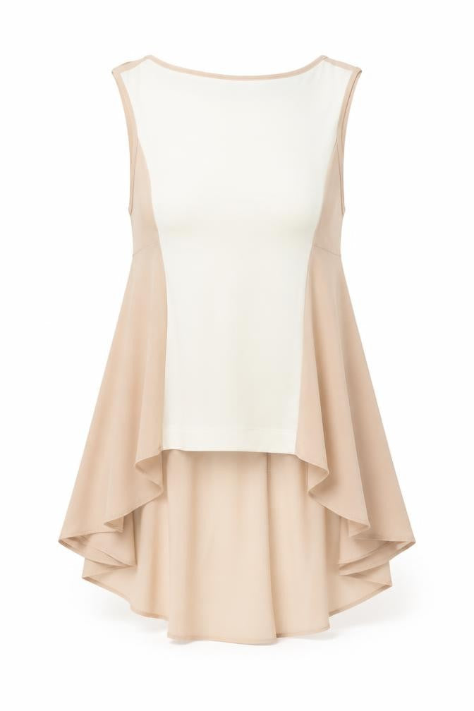 Warehouse Womens Beige Polyester Basic Tank Size 6 Round Neck