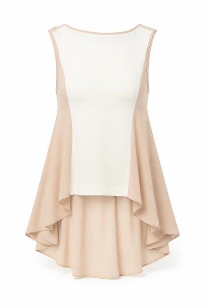 Warehouse Womens Beige Polyester Basic Tank Size 6 Round Neck