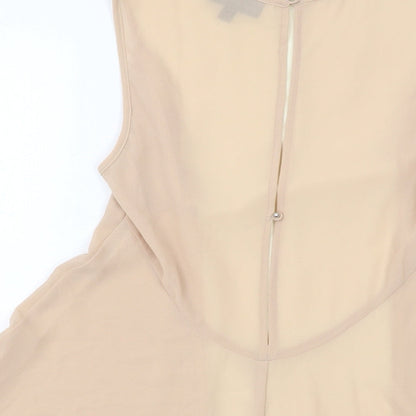 Warehouse Womens Beige Polyester Basic Tank Size 6 Round Neck