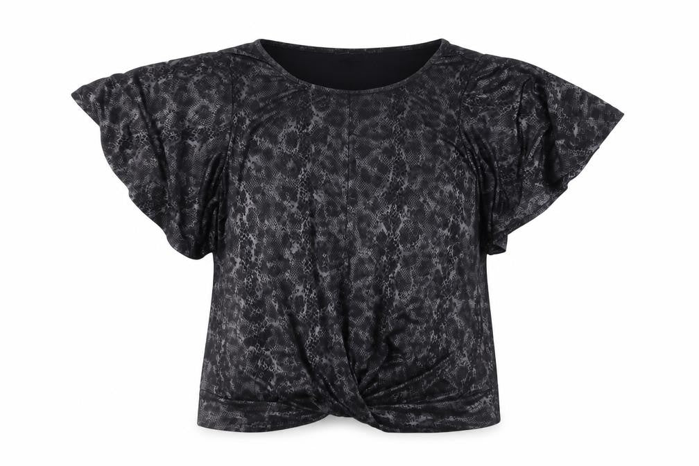 Marina Kaneva Womens Grey Animal Print Polyester Basic Blouse Size 14 Round Neck