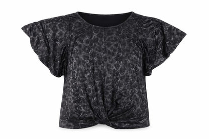 Marina Kaneva Womens Grey Animal Print Polyester Basic Blouse Size 14 Round Neck