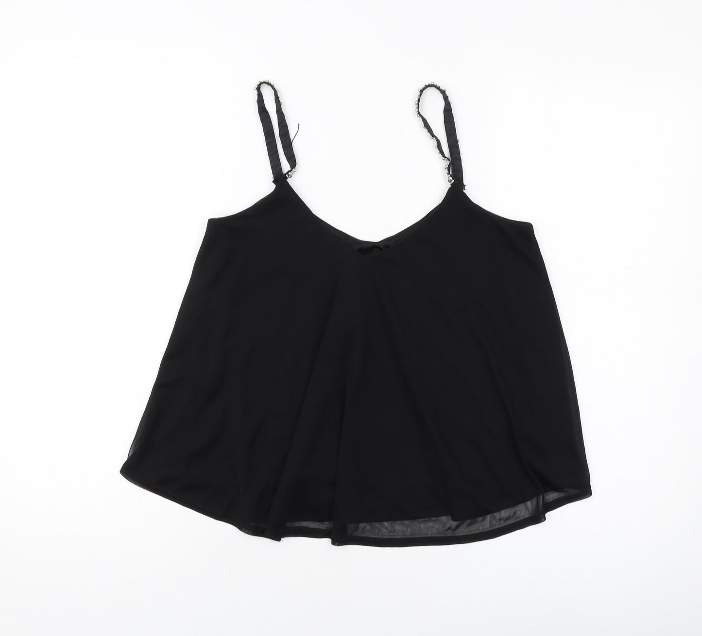 New Look Womens Black Polyester Basic Tank Size 10 V-Neck