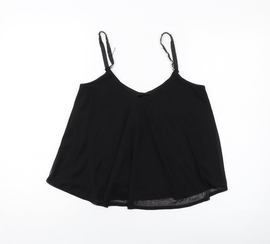 New Look Womens Black Polyester Basic Tank Size 10 V-Neck