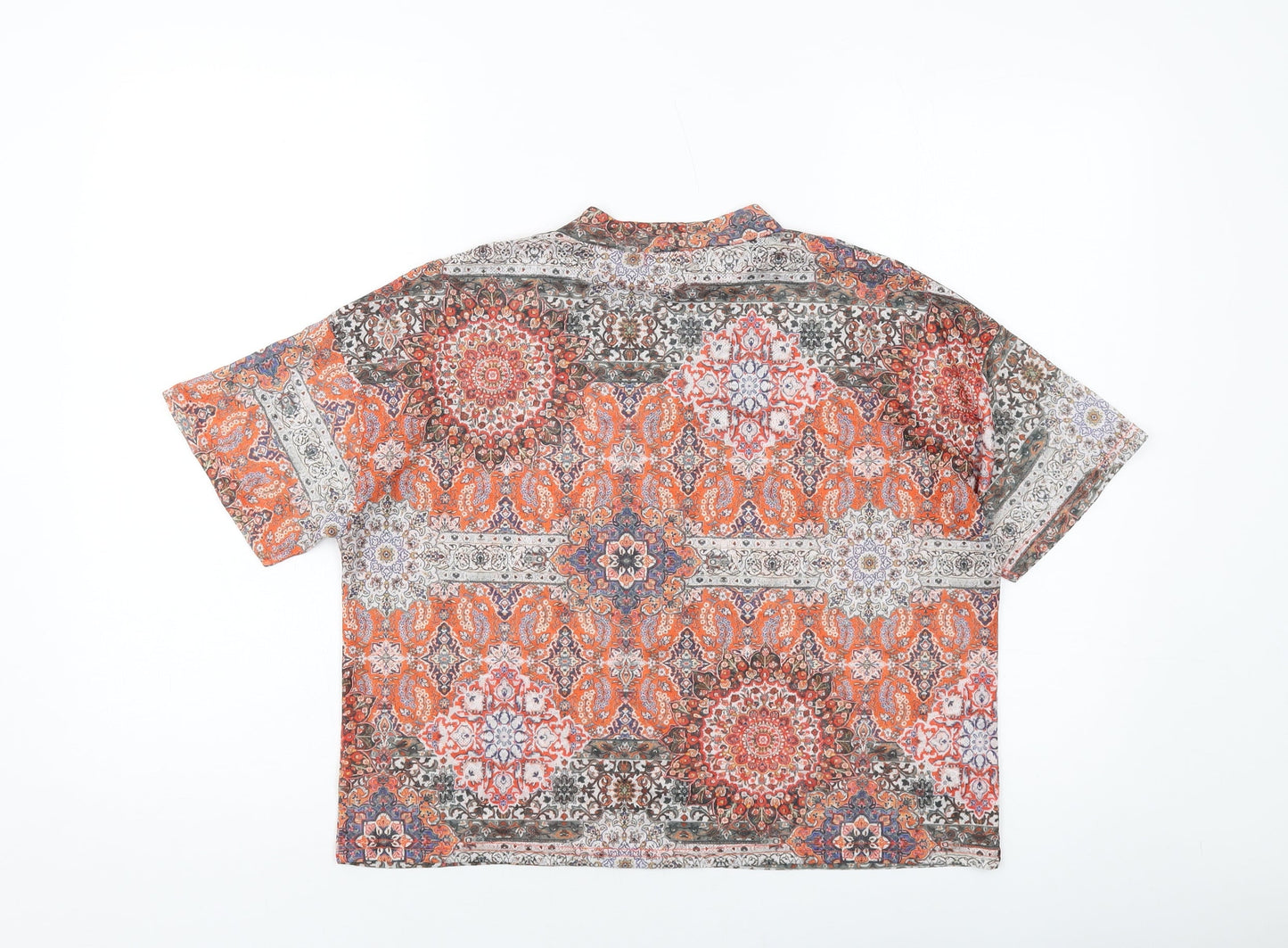 River Island Womens Multicoloured Geometric Polyester Basic T-Shirt Size 12 Mock Neck