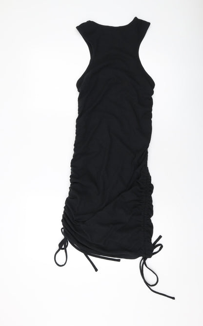PRETTYLITTLETHING Womens Black Polyester Bodycon Size 12 Round Neck Pullover