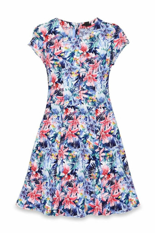 H&M Womens Multicoloured Floral Viscose A-Line Size 8 Round Neck Zip