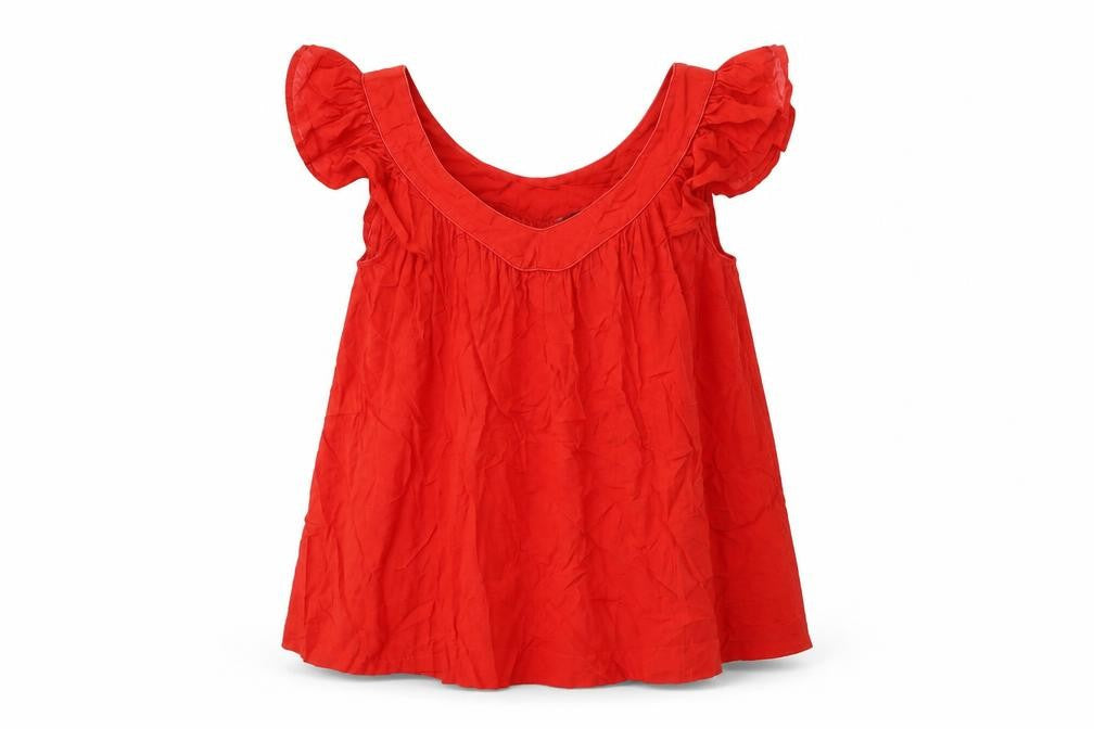 French Connection Womens Red Cotton Basic Tank Size 12 V-Neck