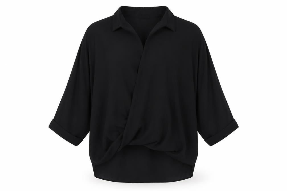 Select Womens Black Polyester Basic Blouse Size 16 V-Neck