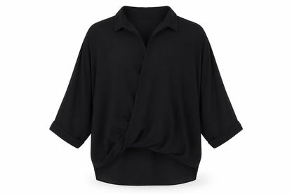 Select Womens Black Polyester Basic Blouse Size 16 V-Neck
