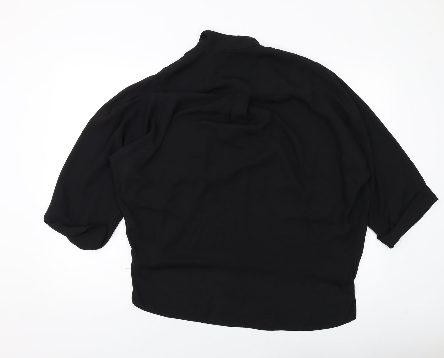 Select Womens Black Polyester Basic Blouse Size 16 V-Neck