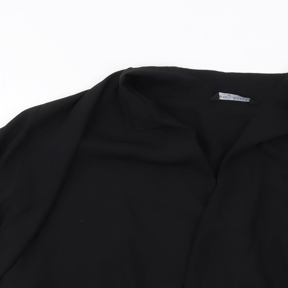 Select Womens Black Polyester Basic Blouse Size 16 V-Neck