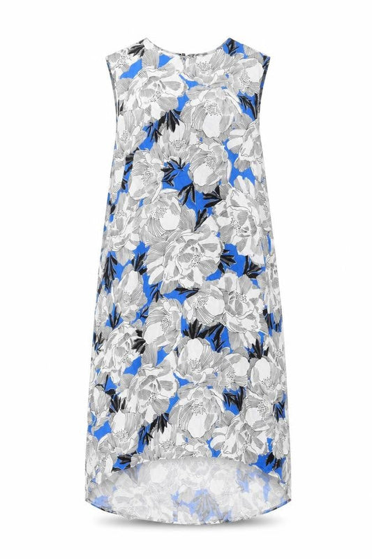 Dorothy Perkins Womens Blue Geometric Viscose Tank Dress Size 14 Round Neck Zip