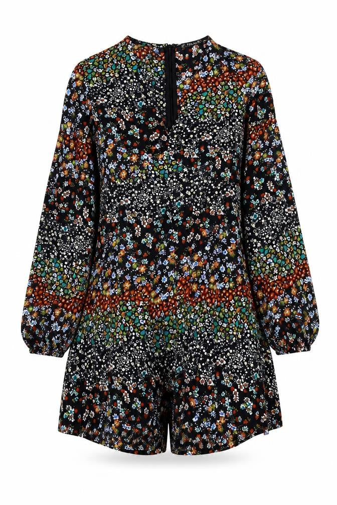 Zara Womens Multicoloured Geometric Polyester Playsuit One-Piece Size XS Zip