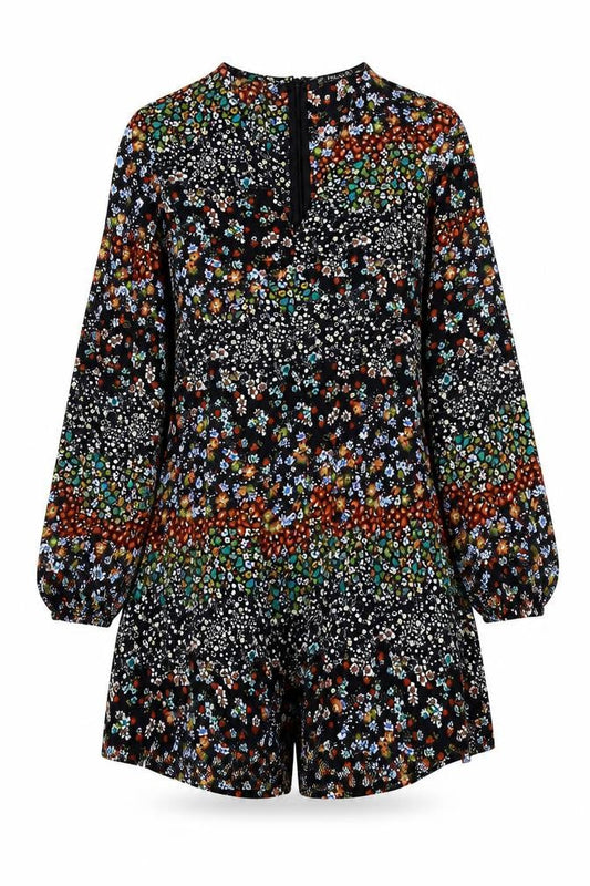 Zara Womens Multicoloured Geometric Polyester Playsuit One-Piece Size XS Zip