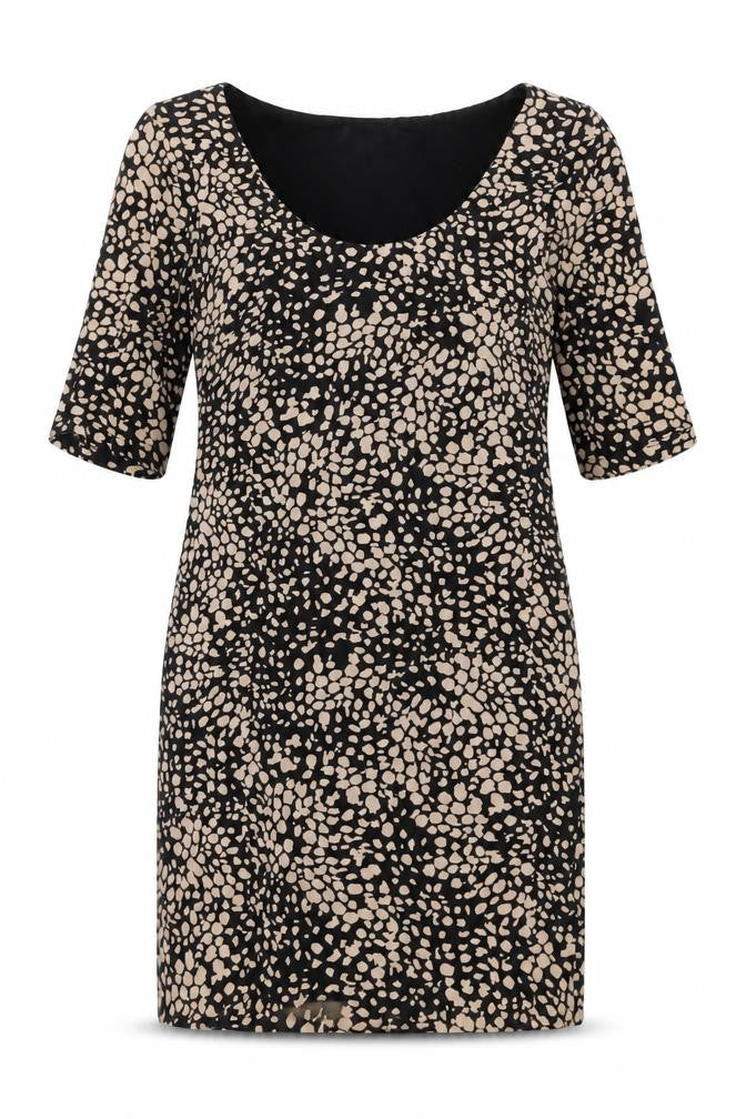 H&,M Womens Brown Geometric Cotton Bodycon Size S Round Neck Pullover