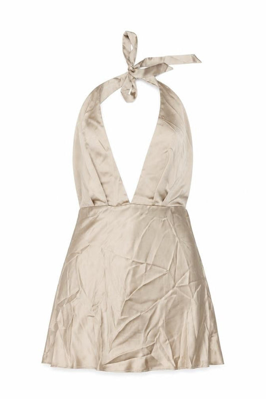 Zara Womens Gold Polyester Mini Size M Halter Zip