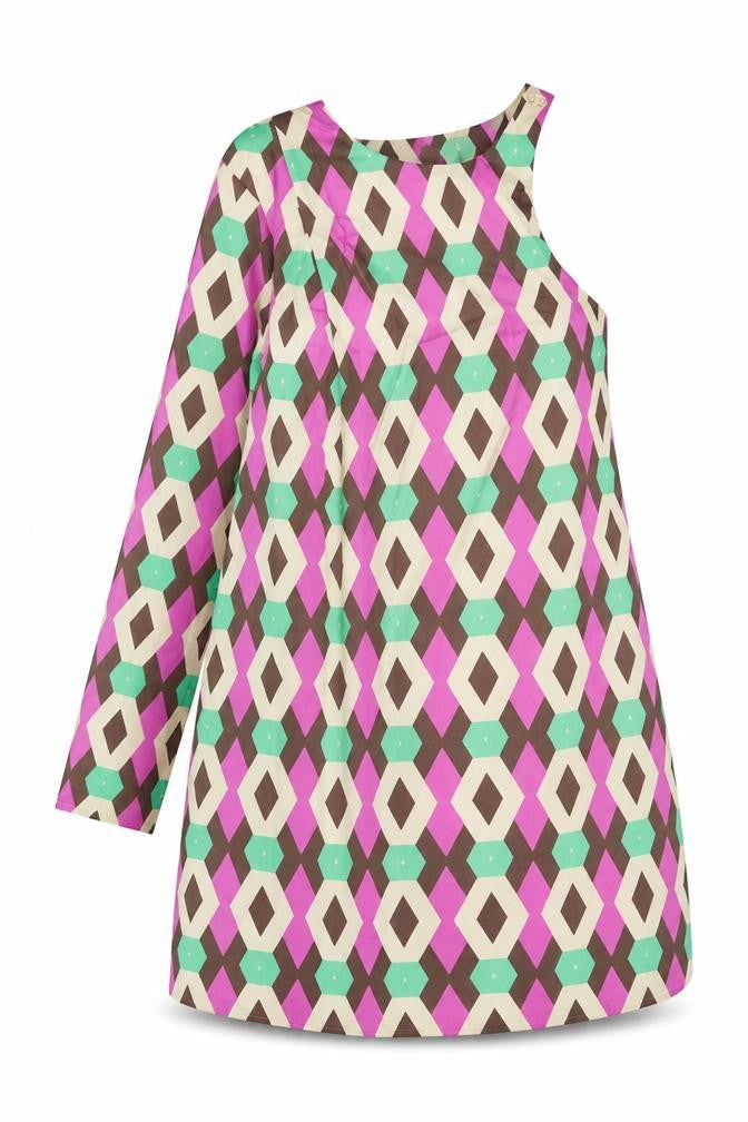 Zara Womens Multicoloured Geometric Polyester A-Line Size XL Round Neck Zip