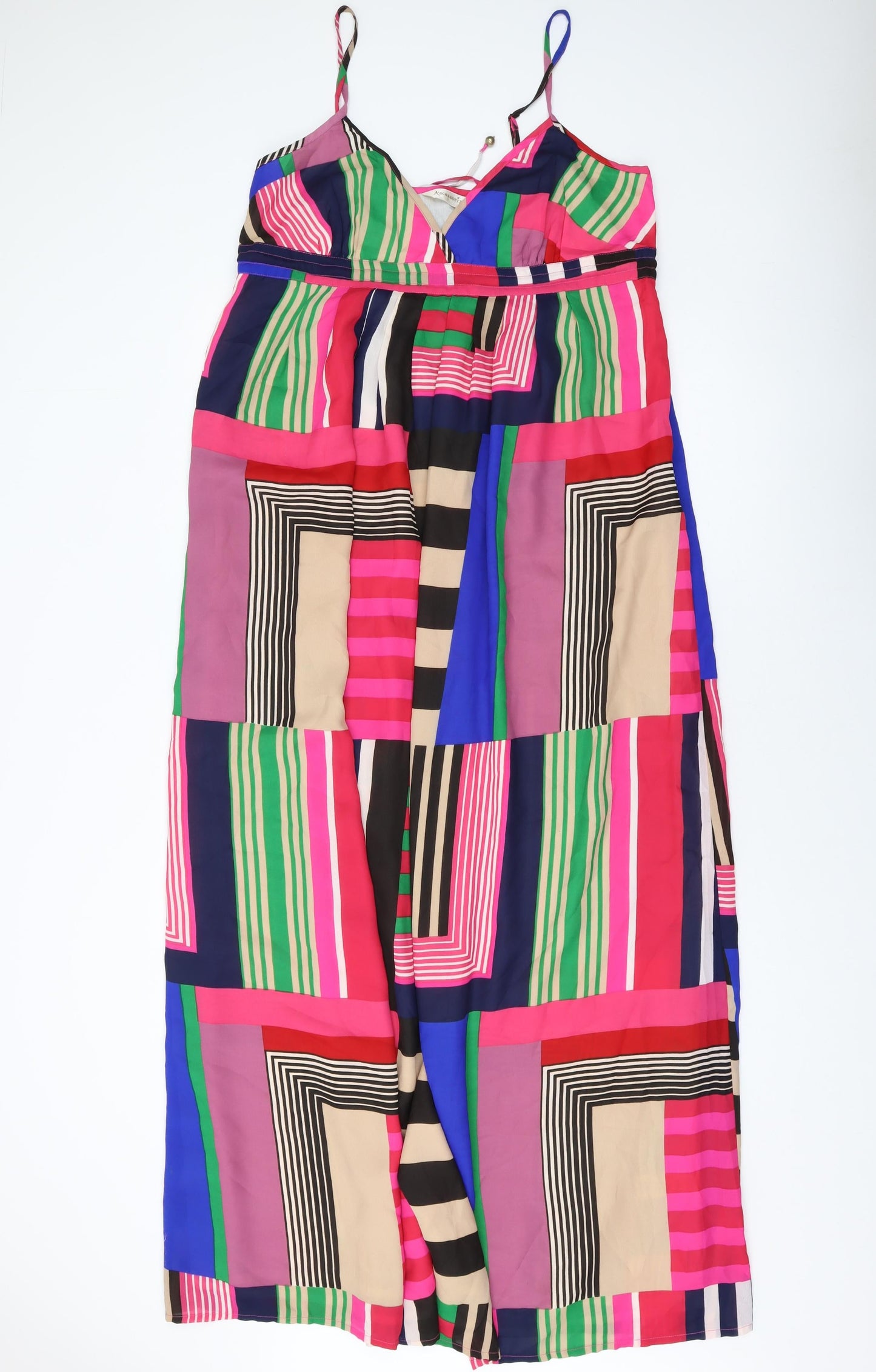 Accesorize Womens Multicoloured Geometric Polyester A-Line Size L V-Neck Pullover