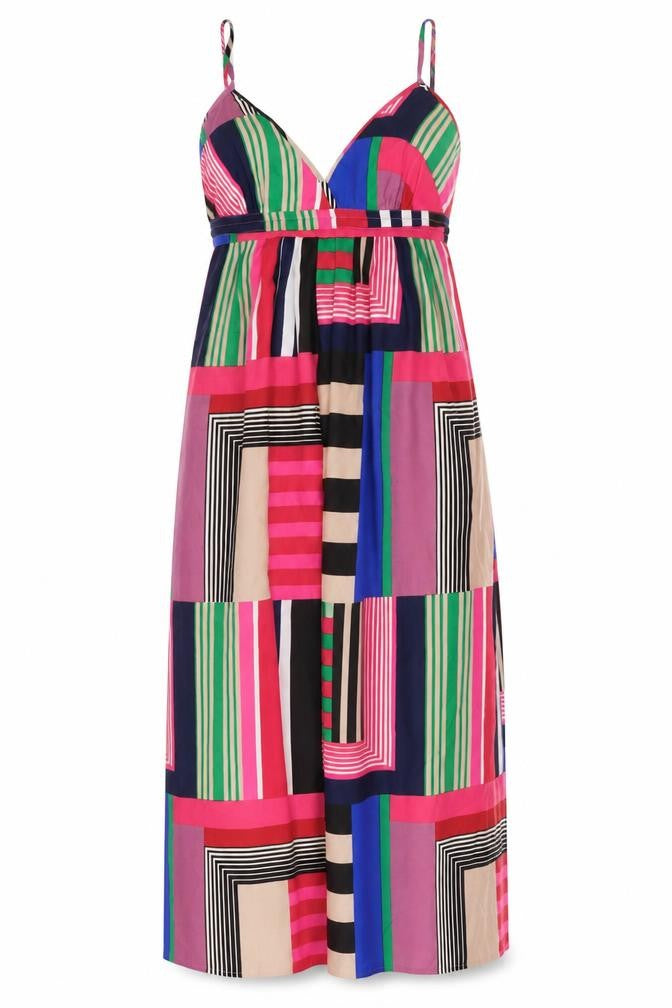 Accesorize Womens Multicoloured Geometric Polyester A-Line Size L V-Neck Pullover