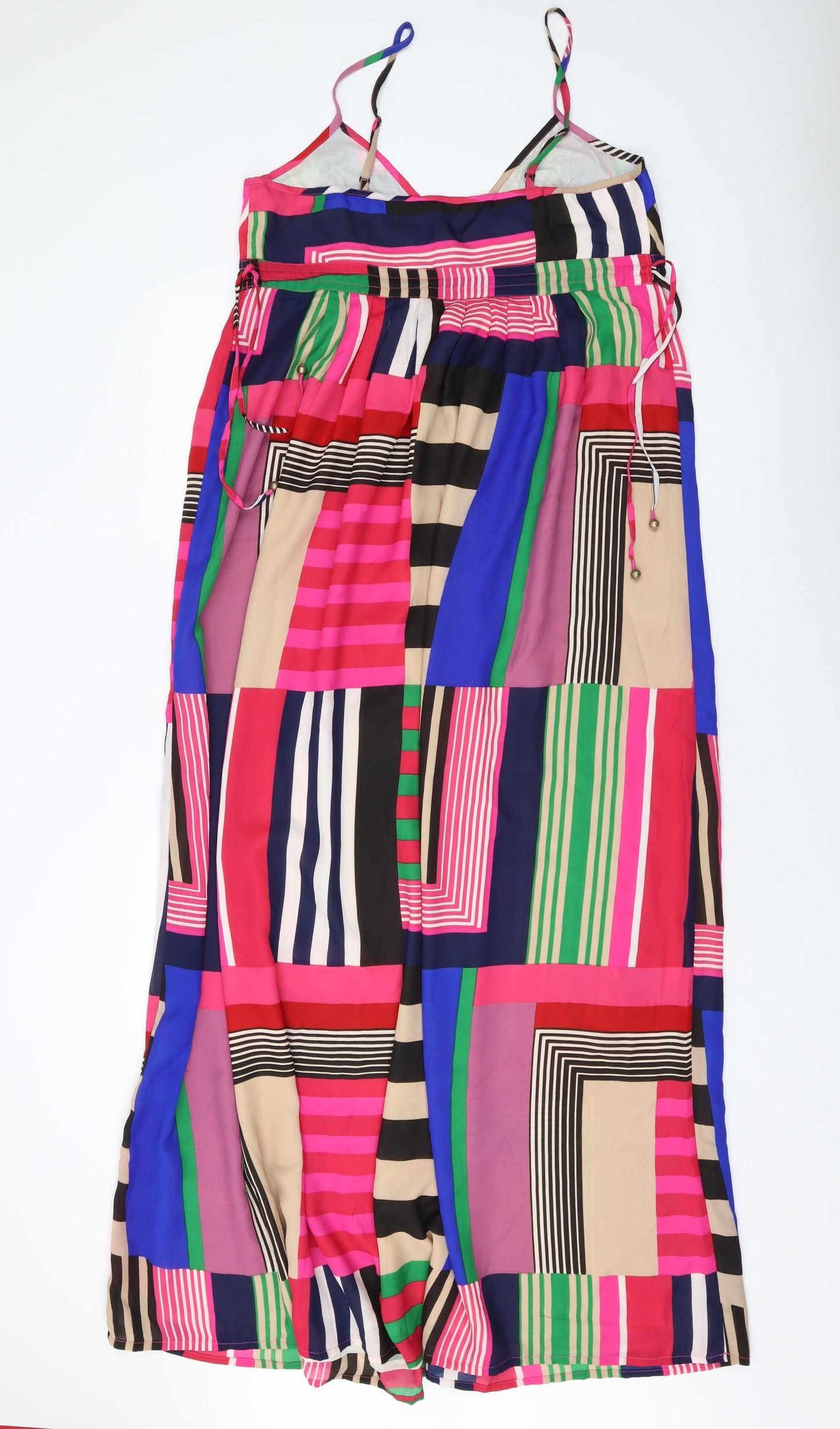 Accesorize Womens Multicoloured Geometric Polyester A-Line Size L V-Neck Pullover