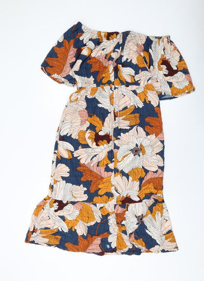 Next Womens Multicoloured Geometric Viscose A-Line Size 10 Round Neck Pullover