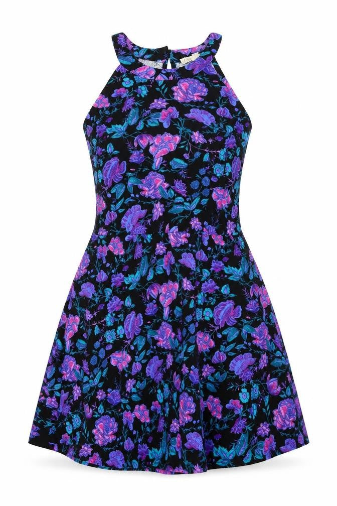 Pink Rose Womens Multicoloured Floral Polyester A-Line Size L Round Neck Button