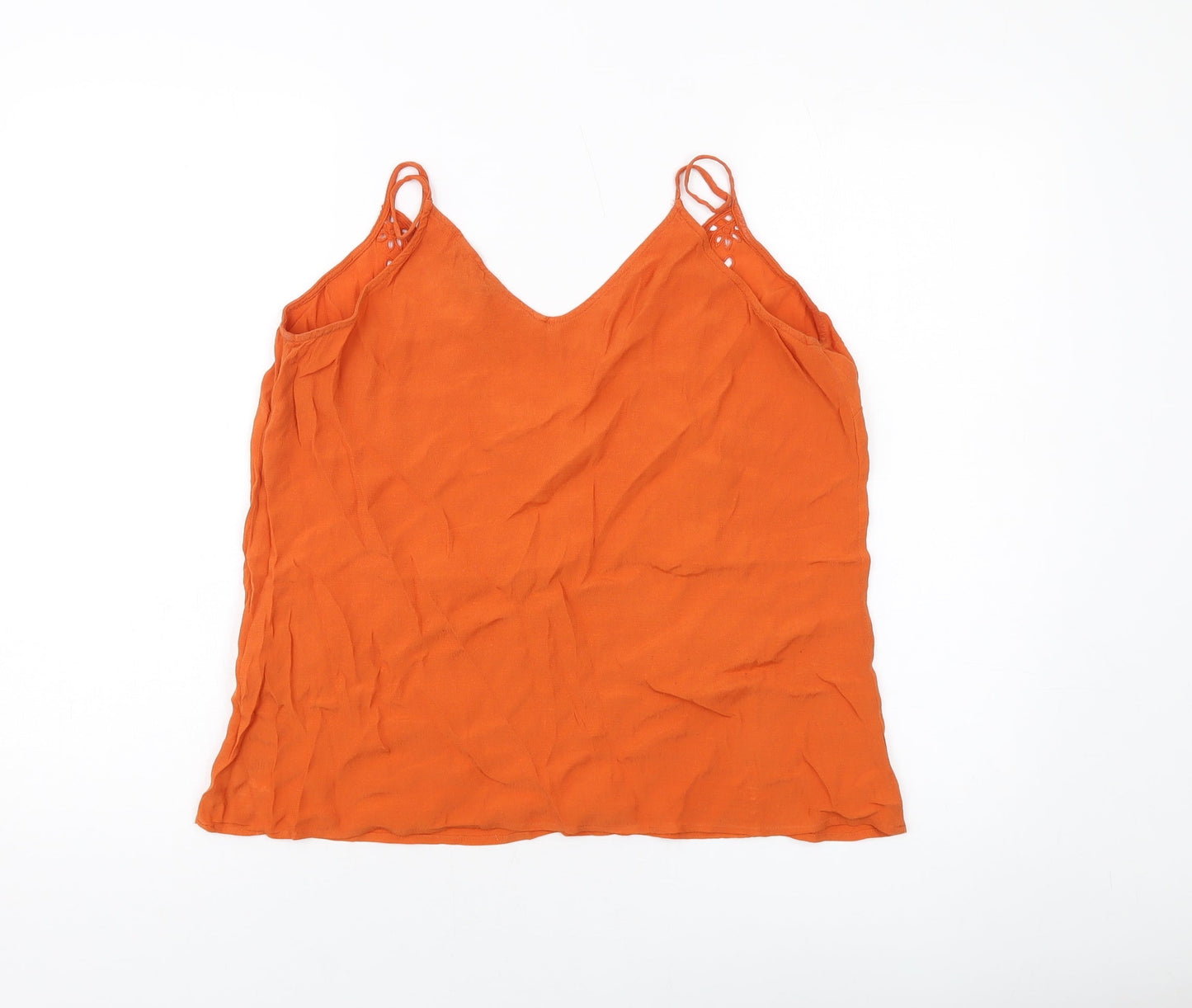New Look Womens Orange Viscose Basic Tank Size 14 V-Neck