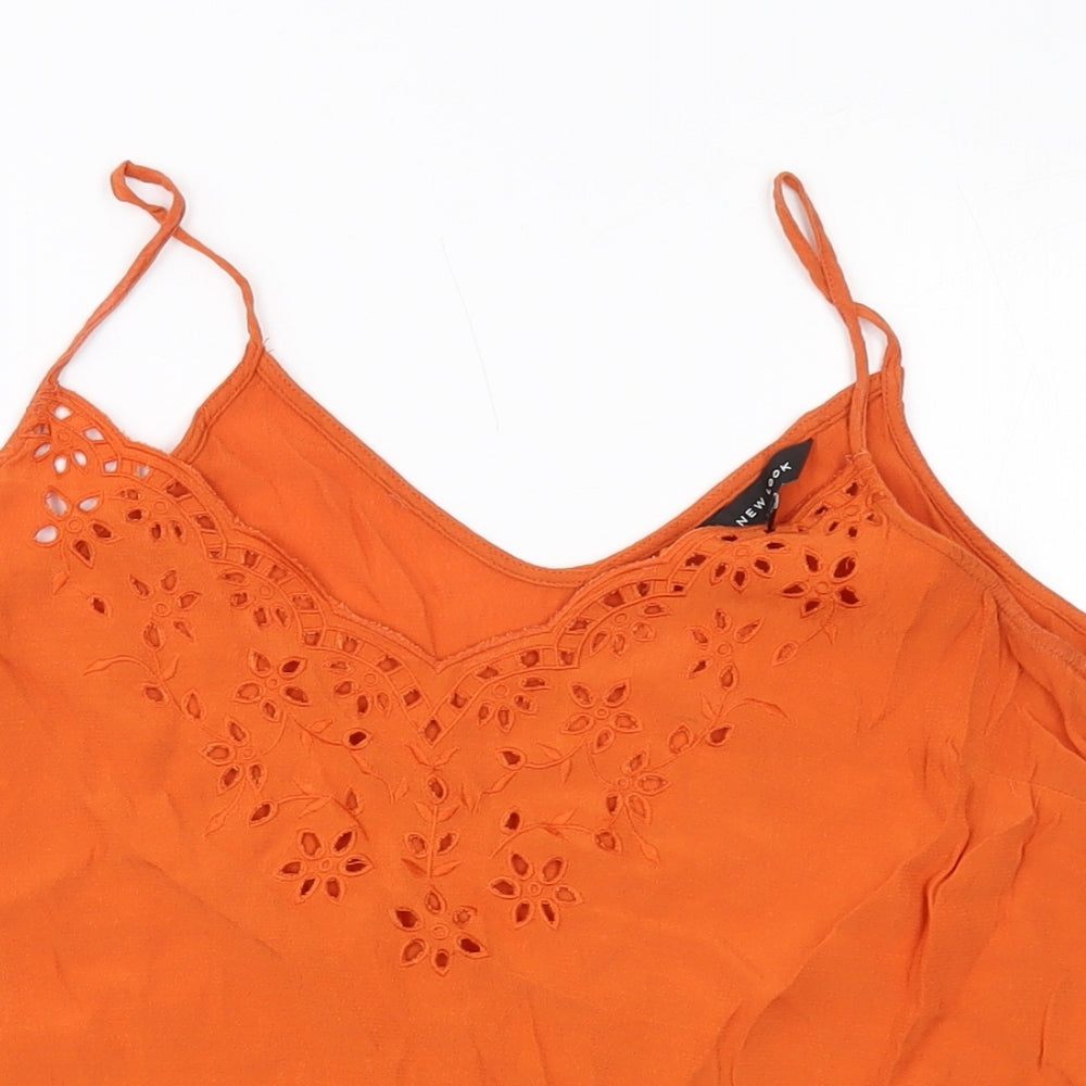 New Look Womens Orange Viscose Basic Tank Size 14 V-Neck
