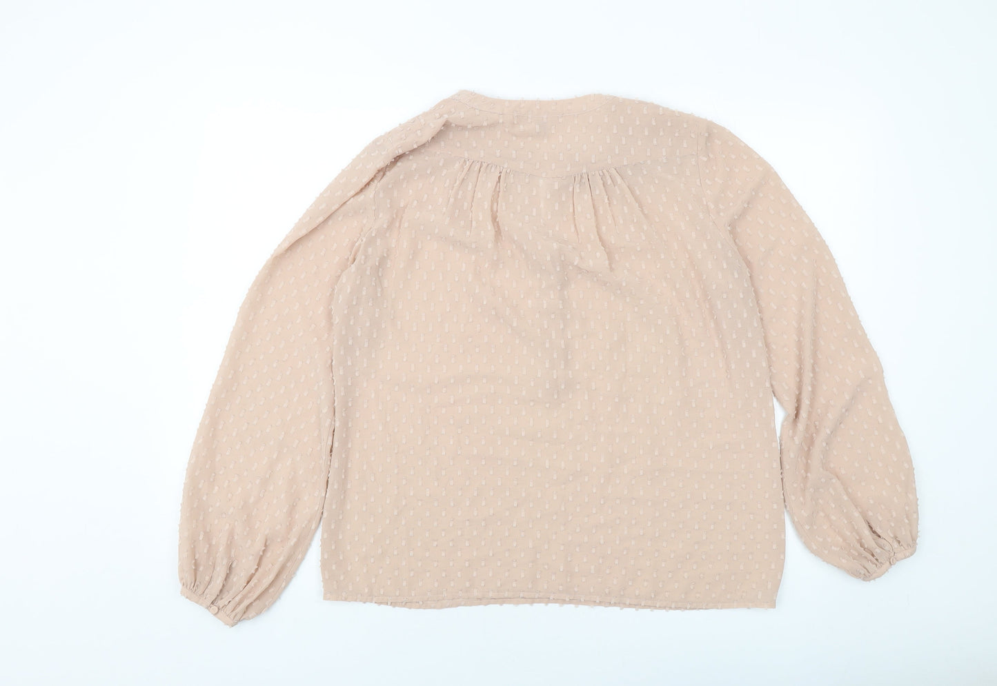 Warehouse Womens Pink Polyester Basic Blouse Size 12 V-Neck