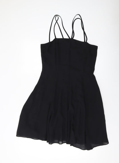 Next Womens Black Polyester A-Line Size 12 Square Neck Zip
