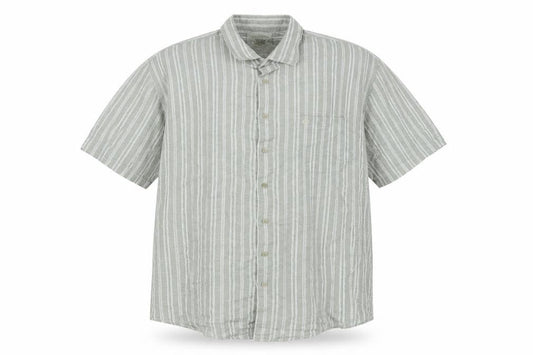 Bar Harbour Mens Grey Striped Linen Button-Up Size 2XL Collared Button