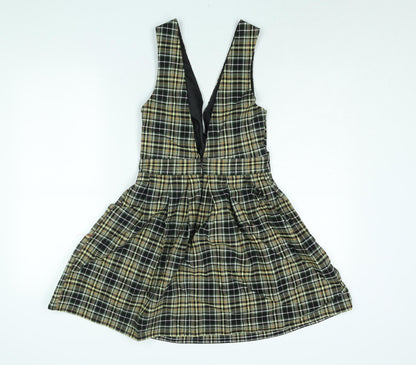Back view of ASOS women’s multicoloured check viscose a-line, size UK 8, v-neck zip