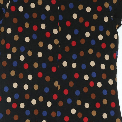 Brand and care label for Principles women’s black polka dot viscose mini, size UK 10, boat neck pullover