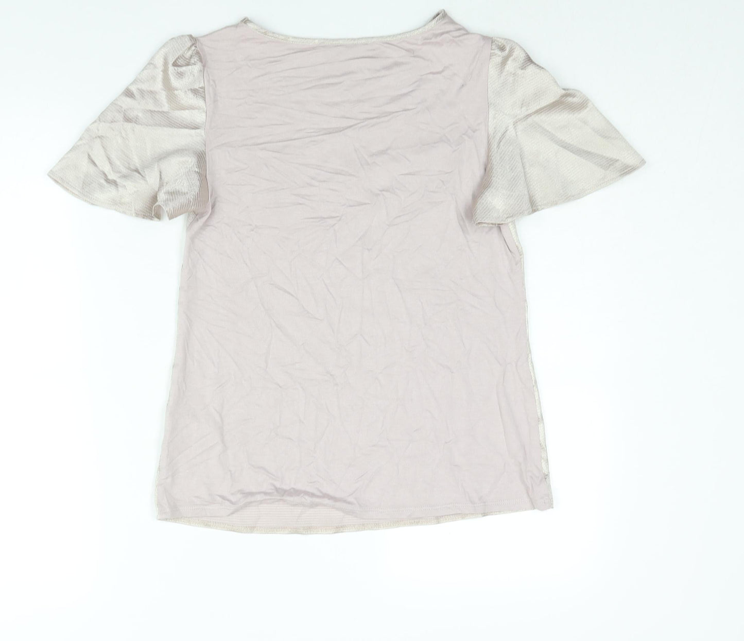 Oasis Womens Gold Polyester Basic Blouse Size XS Round Neck