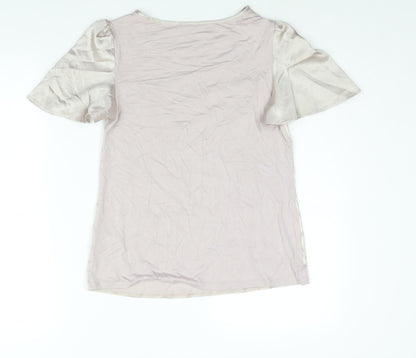 Oasis Womens Gold Polyester Basic Blouse Size XS Round Neck