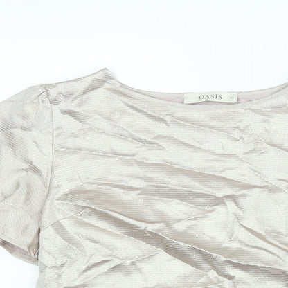 Oasis Womens Gold Polyester Basic Blouse Size XS Round Neck