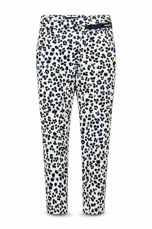 Zara Womens White Animal Print Cotton Trousers Size XS L26 in Regular Button - Leopard Print