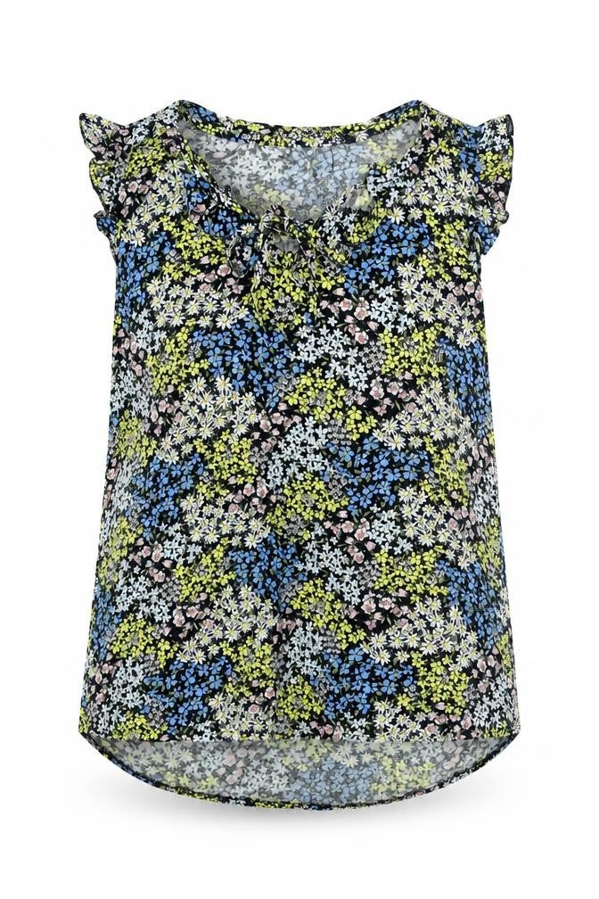 New Look Womens Multicoloured Floral Viscose Basic Blouse Size 10 Round Neck - Keyhole Neck