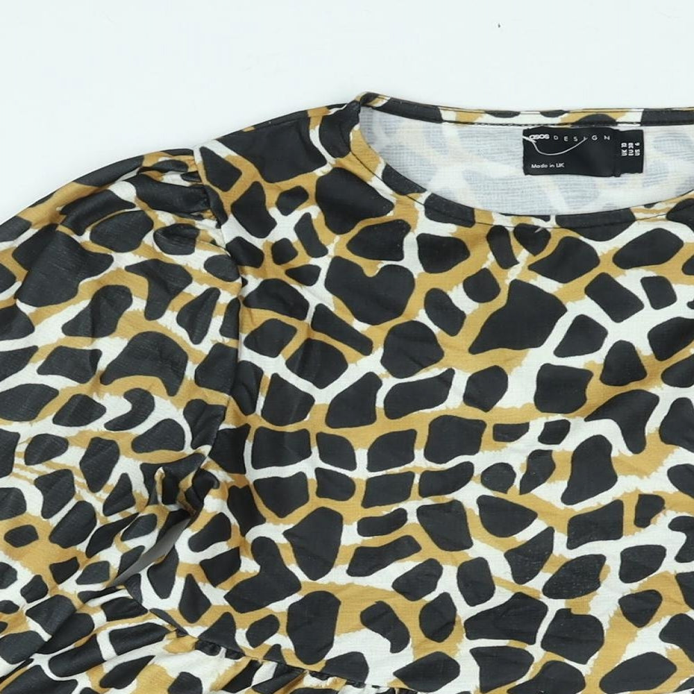 ASOS Womens Multicoloured Animal Print Polyester A-Line Size 10 Round Neck Pullover - Giraffe Print