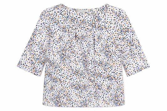 Hoibbs Womens Multicoloured Geometric Viscose Basic Blouse Size S Round Neck
