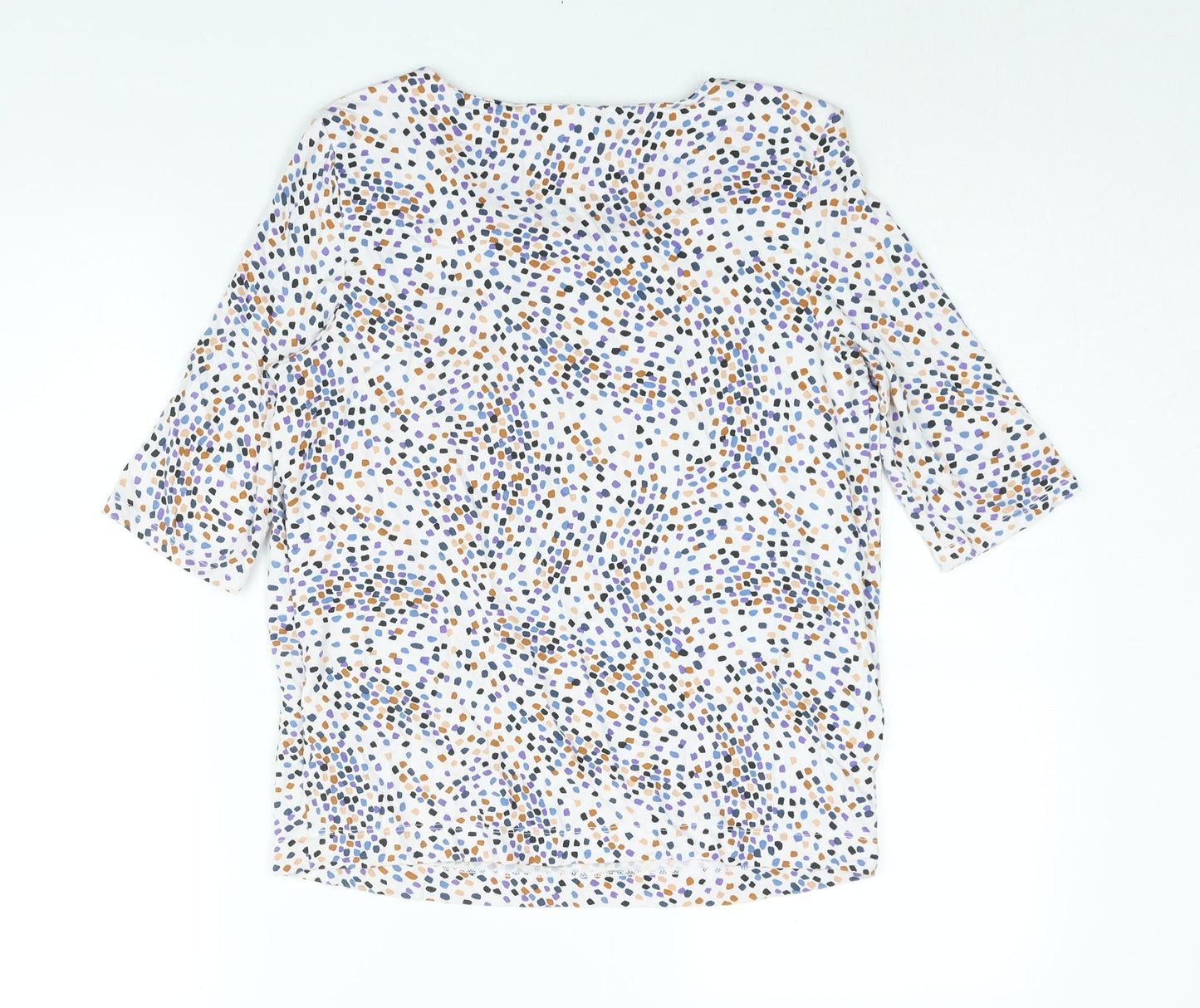 Hoibbs Womens Multicoloured Geometric Viscose Basic Blouse Size S Round Neck