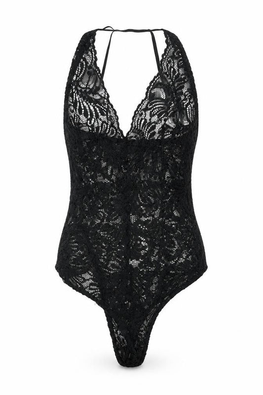 PRETTYLITTLETHING Womens Black Polyester Bodysuit One-Piece Size 8 Snap