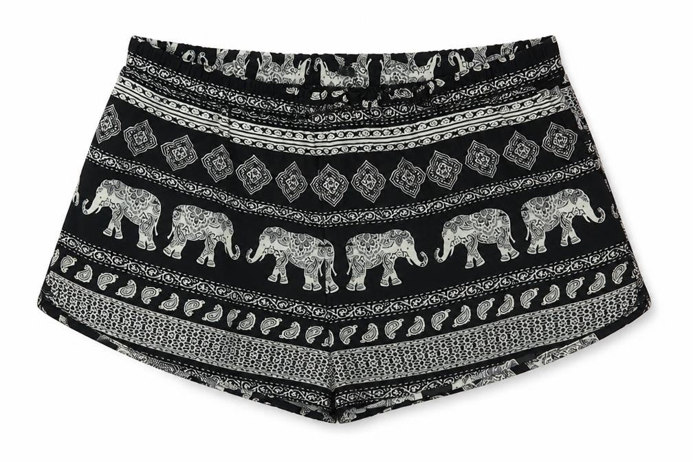 Forever 21 Womens Black Geometric Polyester Basic Shorts Size S Regular Pull On - Elephant Print