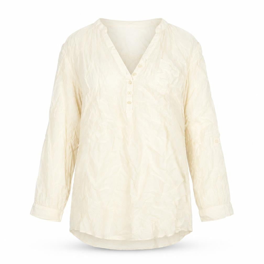 H&M Womens Ivory Polyester Tunic Blouse Size 12 V-Neck