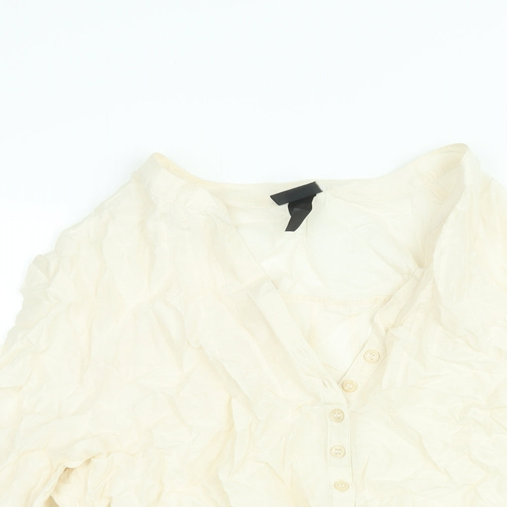 H&M Womens Ivory Polyester Tunic Blouse Size 12 V-Neck