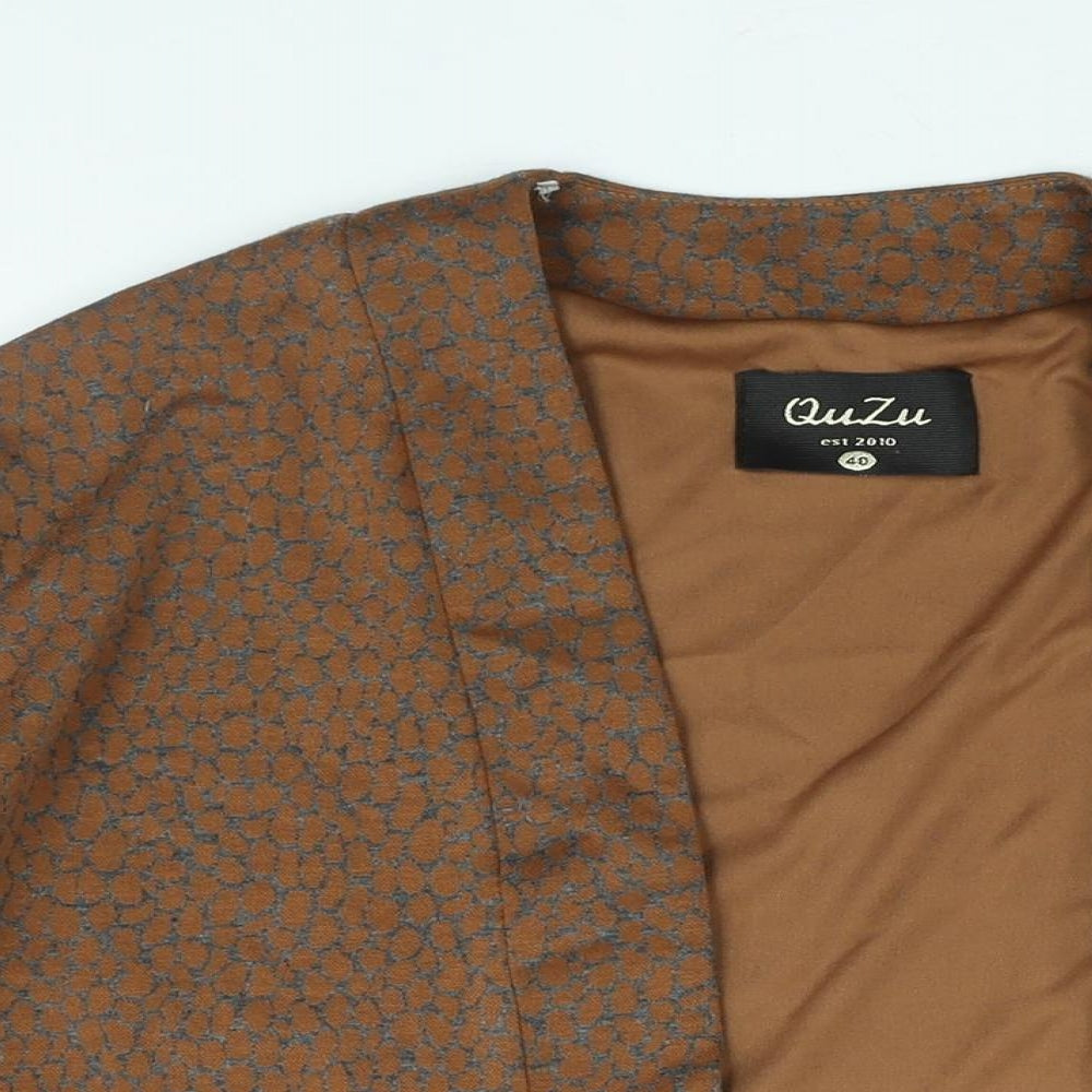 QuZu Womens Brown Geometric Jacket Size 12