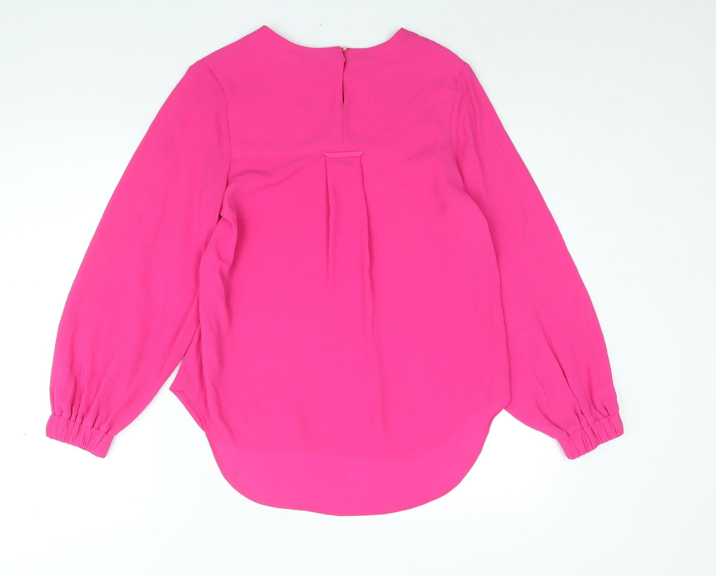 Marks and Spencer Womens Pink Polyester Basic Blouse Size 10 Round Neck