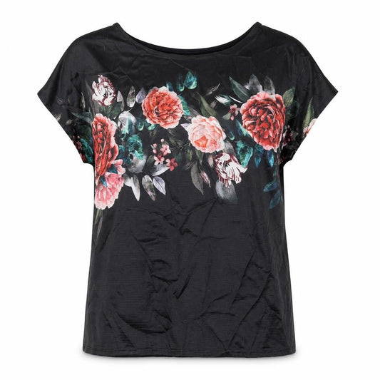 Marks and Spencer Womens Black Polyester Basic Blouse Size 12 Round Neck - Floral Print